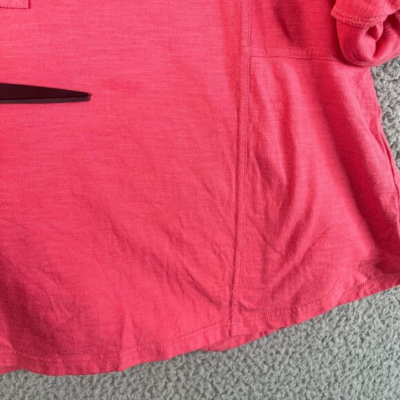 Soft Surroundings Blouse Large Henley Pink 5 Button Pullover Roll Tab Sleeve - Picture 2 of 9